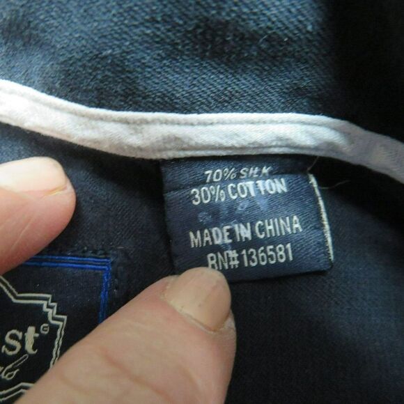 Nat Nast Silk Blend Button Down Shirt Men's Size XL Blue Zig Zag Weave Short Sle - Picture 4 of 8